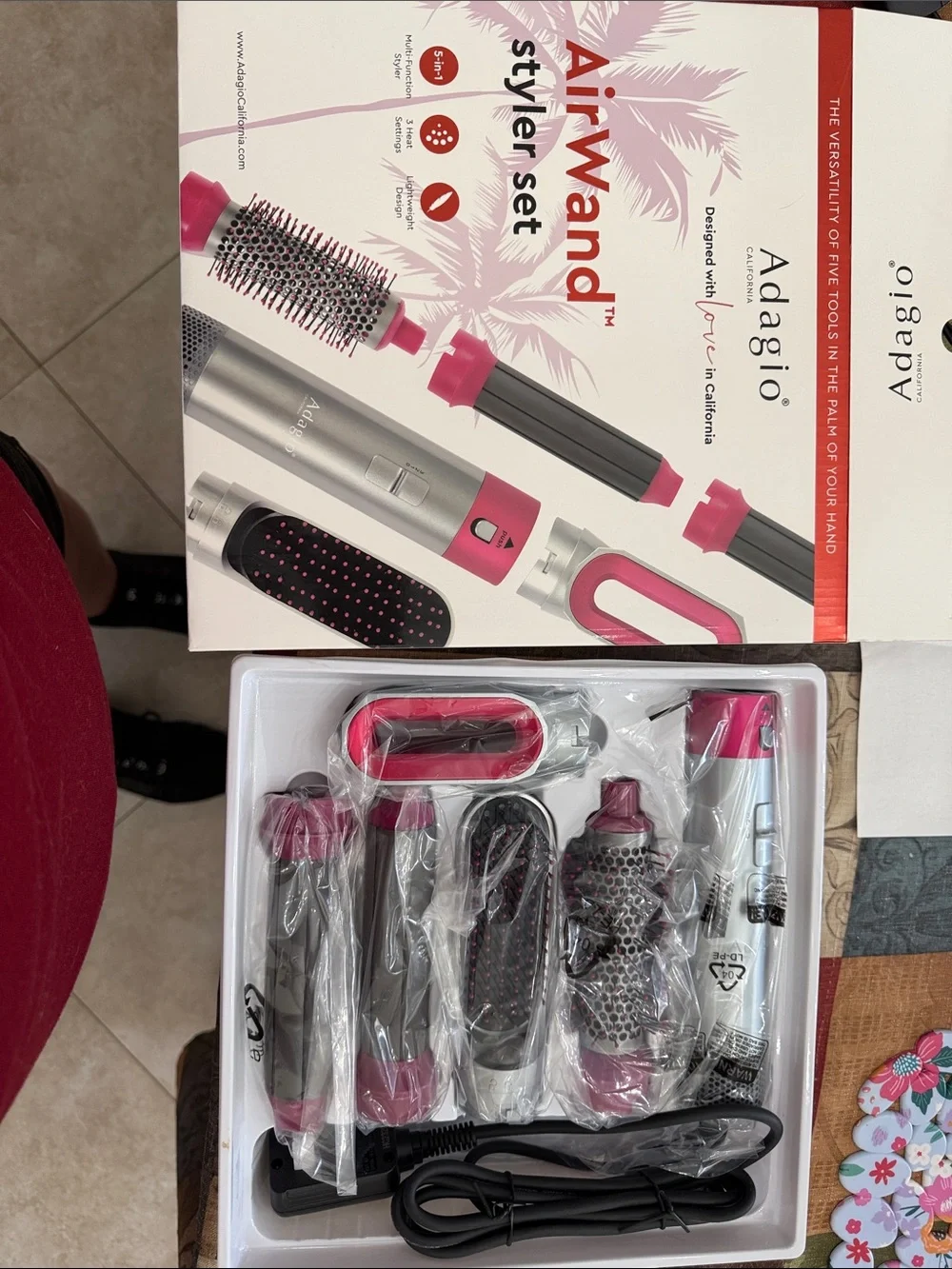 Adagio AirWand Styler Set — Pink Multi-Function Hair Tool
